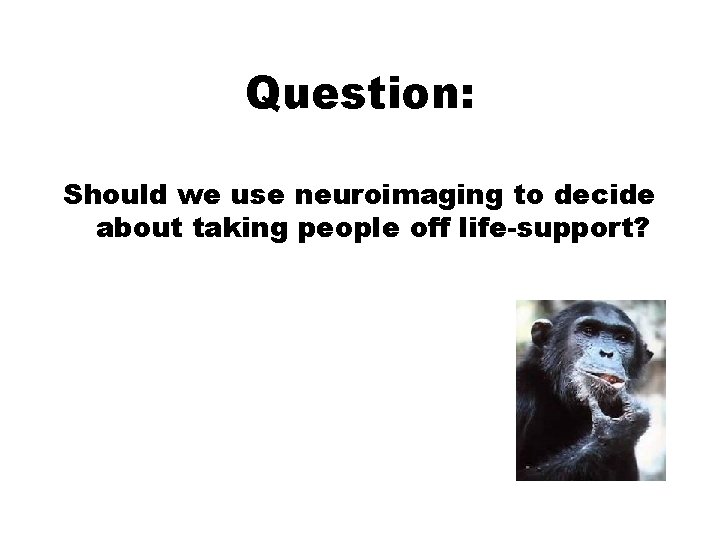 Question: Should we use neuroimaging to decide about taking people off life-support? Question: Should we use neuroimaging to decide about taking people off life-support?