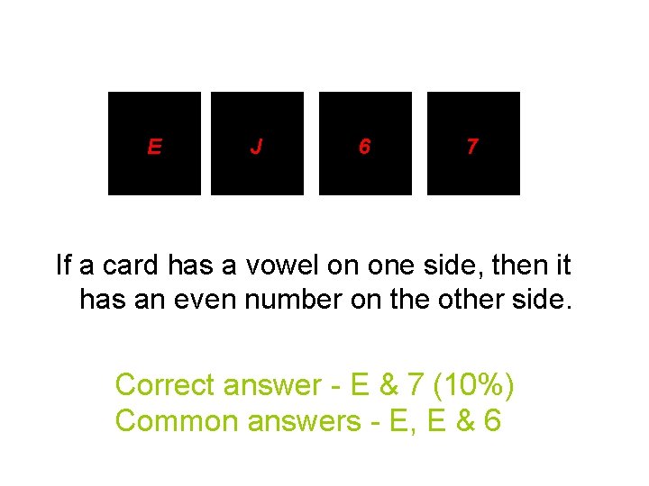E J 6 7 If a card has a vowel on one side, then E J 6 7 If a card has a vowel on one side, then