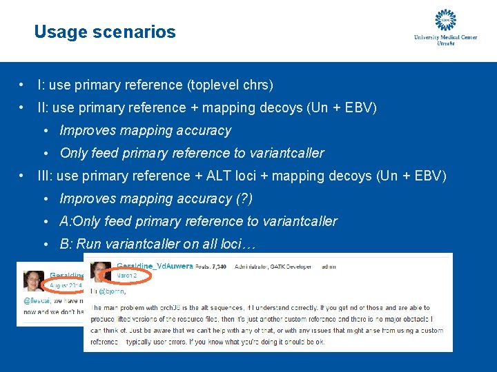 Usage scenarios • I: use primary reference (toplevel chrs) • II: use primary reference