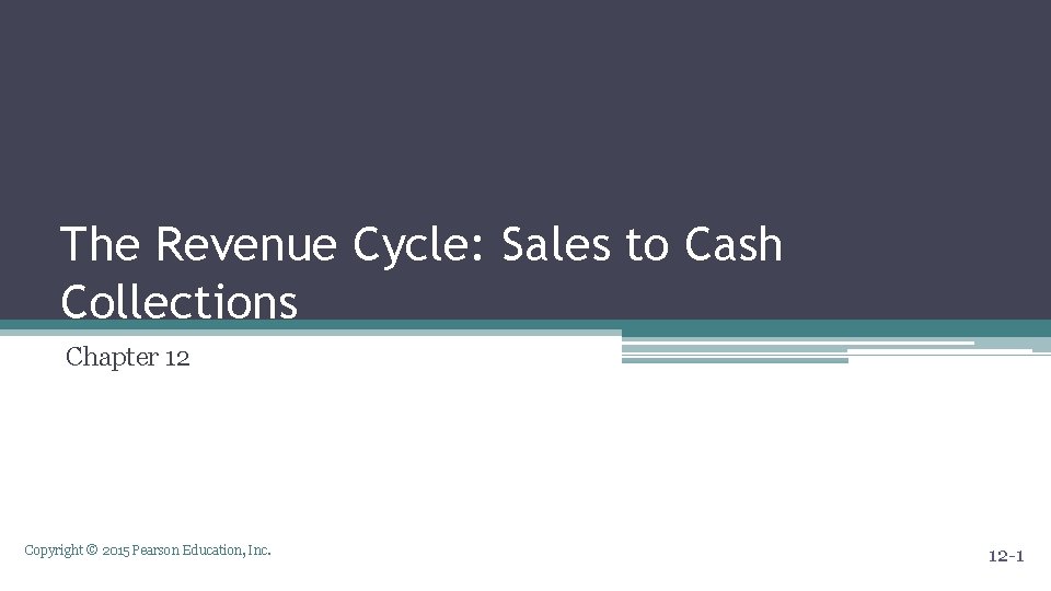 The Revenue Cycle: Sales to Cash Collections Chapter 12 Copyright © 2015 Pearson Education,