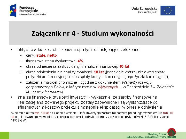 Załącznik nr 4 - Studium wykonalności • aktywne arkusze z obliczeniami opartymi o następujące