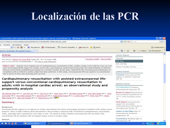 Localización de las PCR 27 