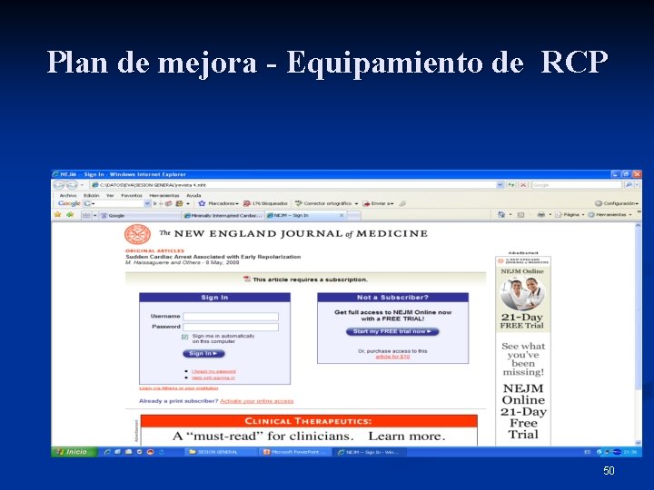 Plan de mejora - Equipamiento de RCP 50 