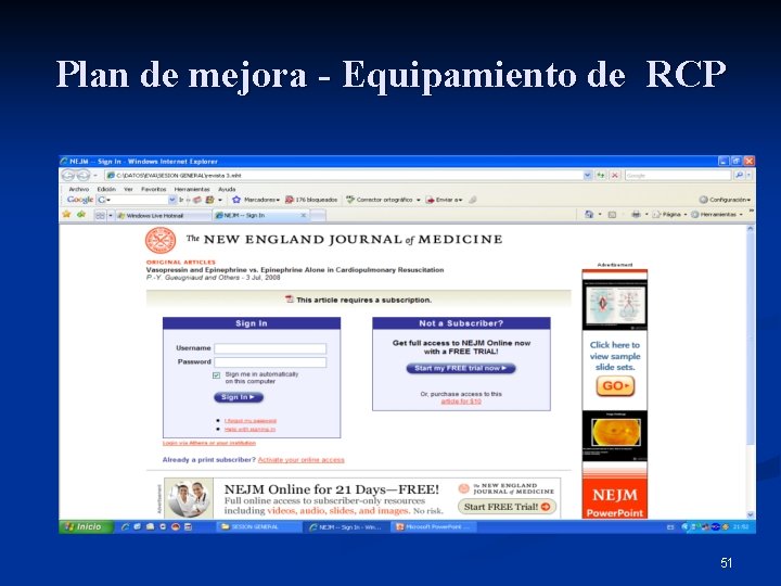 Plan de mejora - Equipamiento de RCP 51 