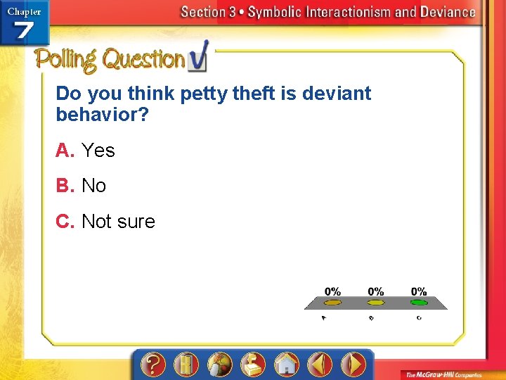 Do you think petty theft is deviant behavior? A. Yes B. No C. Not