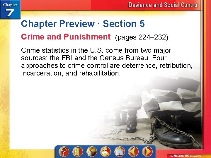 Chapter Preview · Section 5 Crime and Punishment (pages 224– 232) Crime statistics in