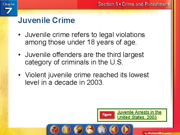 Juvenile Crime • Juvenile crime refers to legal violations among those under 18 years
