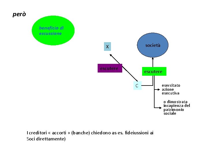 però beneficio di escussione società X escutere C esercitato azione esecutiva o dimostrata incapienza