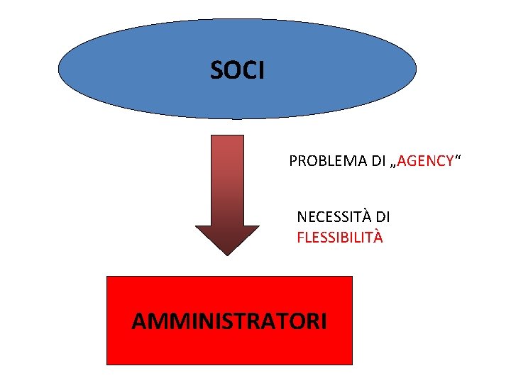 SOCI PROBLEMA DI „AGENCY“ NECESSITÀ DI FLESSIBILITÀ AMMINISTRATORI 