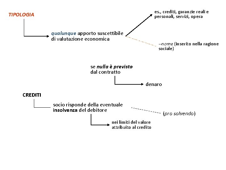 es. , crediti, garanzie reali e personali, servizi, opera TIPOLOGIA qualunque apporto suscettibile di