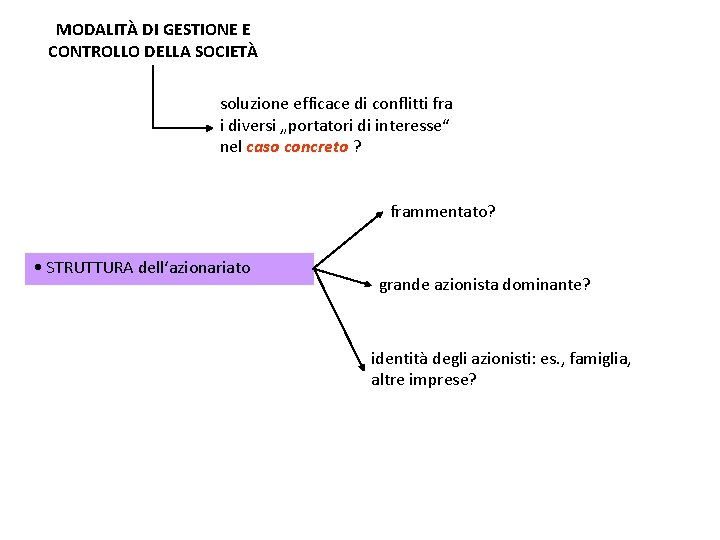 MODALITÀ DI GESTIONE E CONTROLLO DELLA SOCIETÀ soluzione efficace di conflitti fra i diversi