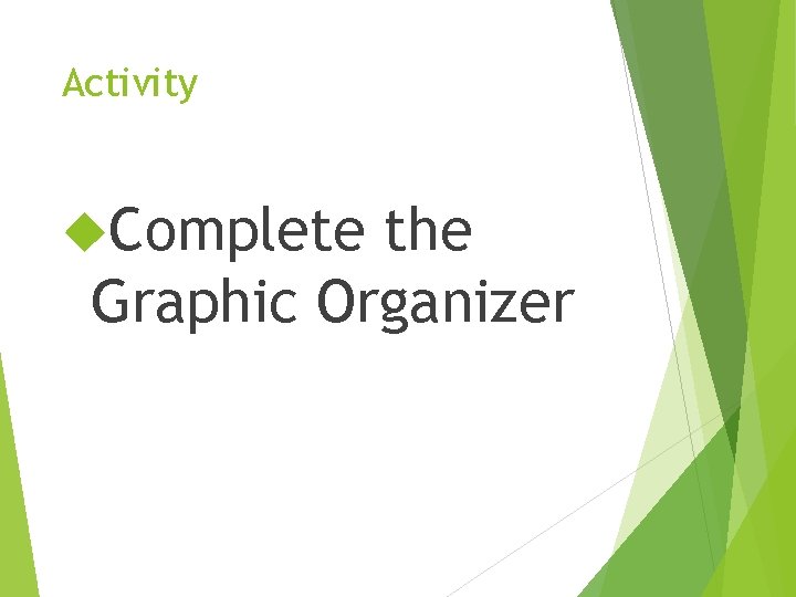 Activity Complete the Graphic Organizer 