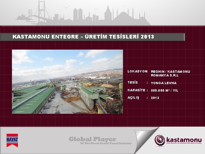 KASTAMONU ENTEGRE – ÜRETİM TESİSLERİ 2013 LOKASYON: REGHIN / KASTAMONU ROMANYA S. R. L