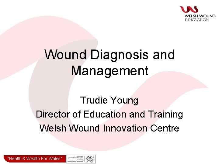 Wound Diagnosis and Management Trudie Young Director of Education and Training Welsh Wound Innovation