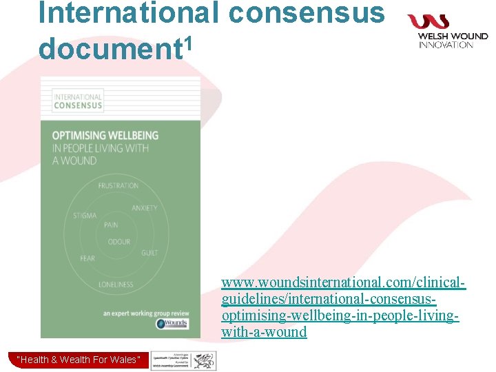 International consensus document 1 www. woundsinternational. com/clinicalguidelines/international-consensusoptimising-wellbeing-in-people-livingwith-a-wound “Health& & Wealth for Wales” “Health Wealth