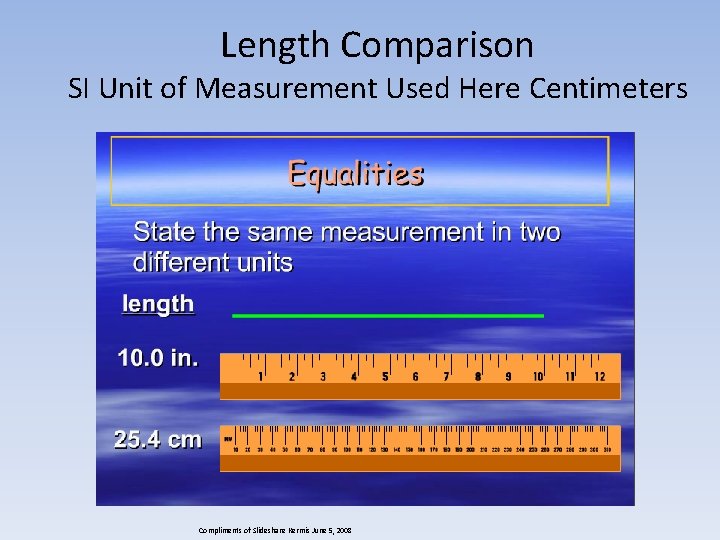 Length Comparison SI Unit of Measurement Used Here Centimeters Compliments of Slideshare Kermis June
