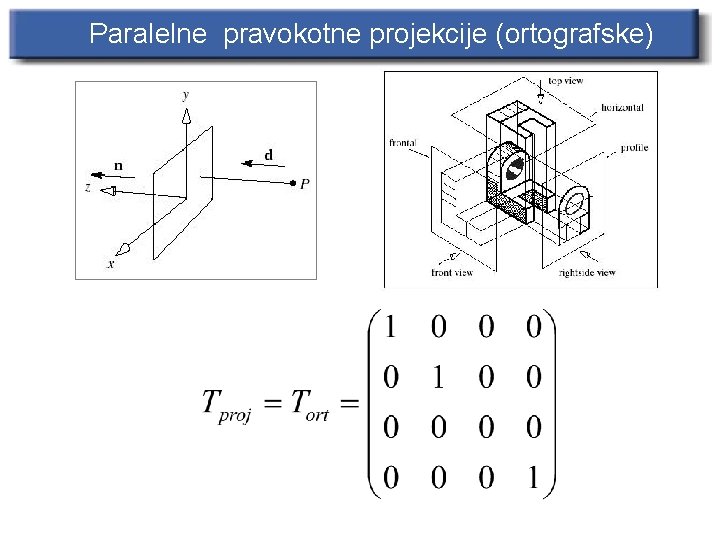 Paralelne pravokotne projekcije (ortografske) 