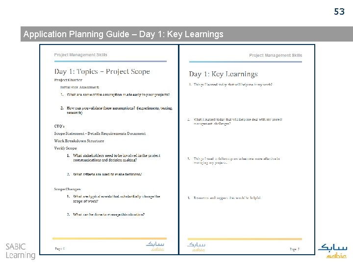 53 Application Planning Guide – Day 1: Key Learnings 