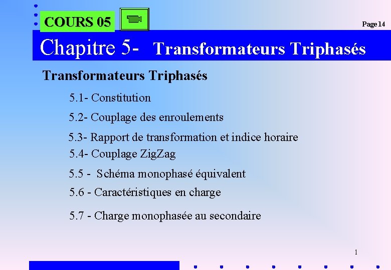 COURS 05 Page 14 Chapitre 5 Transformateurs Triphass — free download