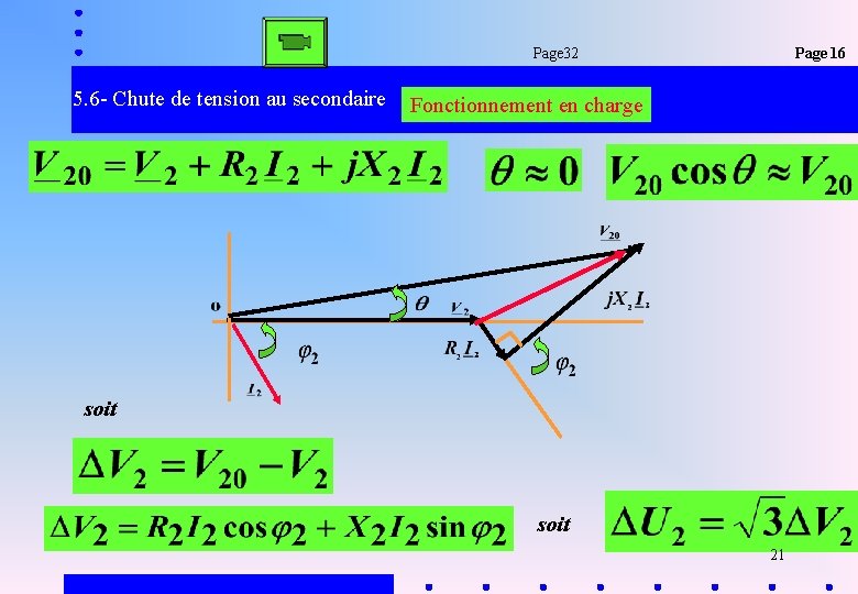 Page 16 Page 32 5. 6 - Chute de tension au secondaire Fonctionnement en