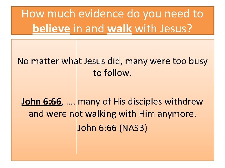 How much evidence do you need to believe in and walk with Jesus? No