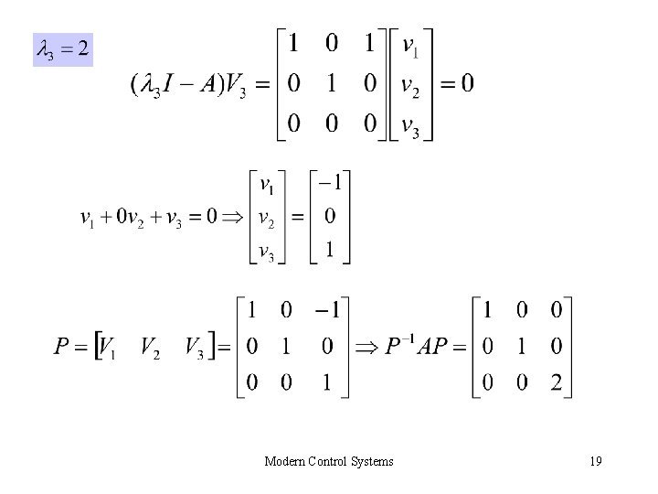 Modern Control Systems 19 Modern Control Systems 19