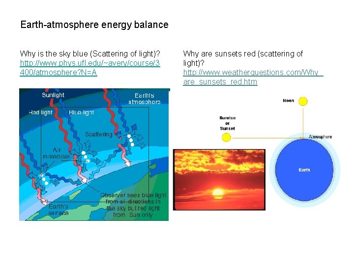 Earth-atmosphere energy balance Why is the sky blue (Scattering of light)? http: //www. phys.