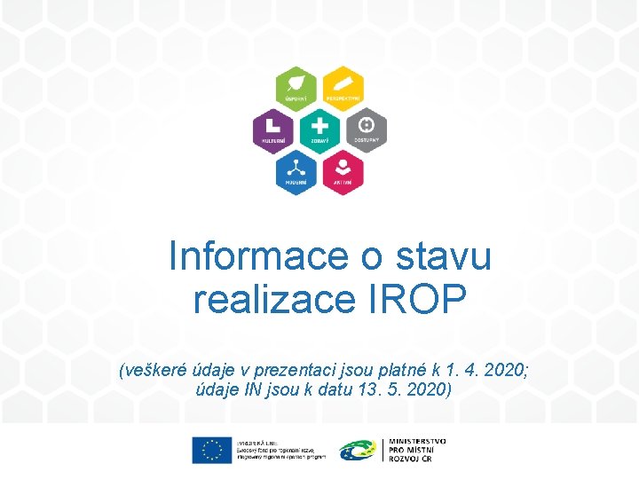 Informace o stavu realizace IROP (veškeré údaje v prezentaci jsou platné k 1. 4.