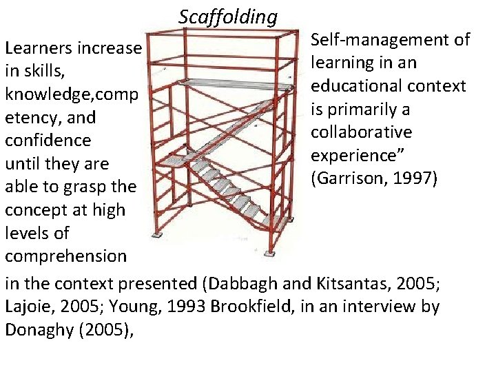 Scaffolding Self-management of Learners increase learning in an in skills, educational context knowledge, comp