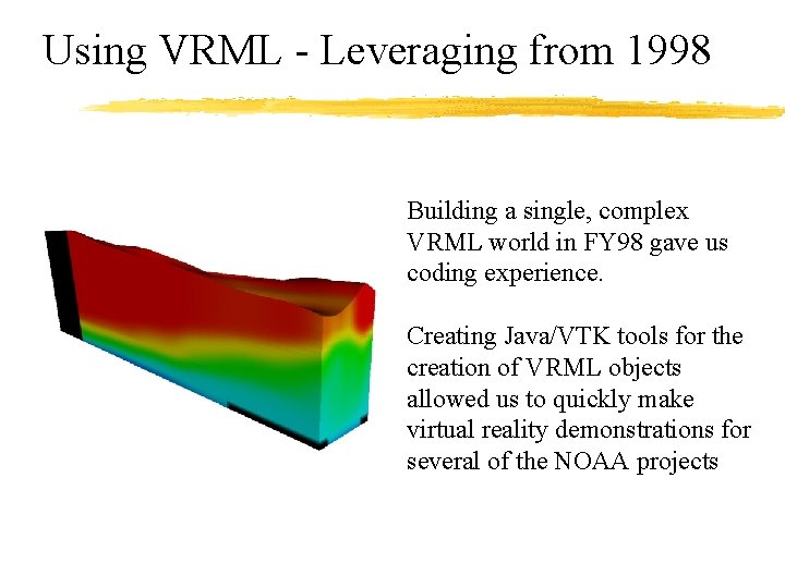 Using VRML - Leveraging from 1998 Building a single, complex VRML world in FY