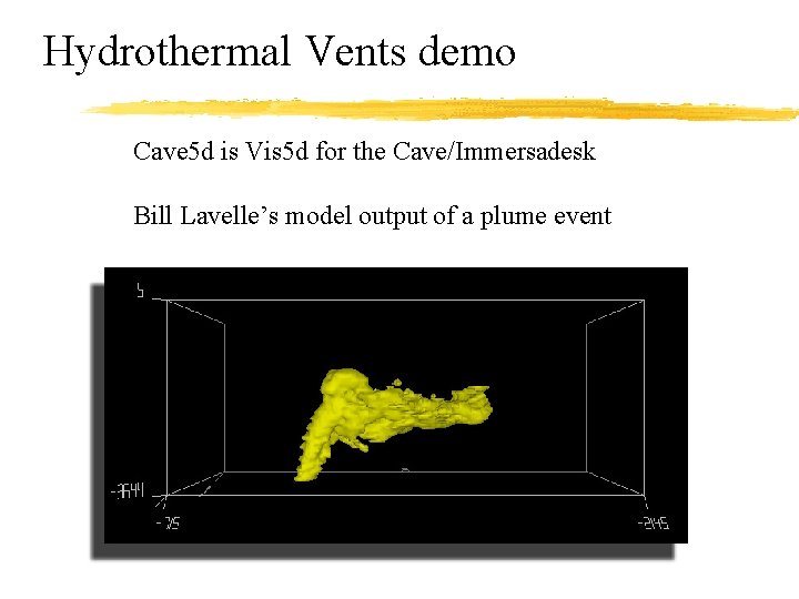 Hydrothermal Vents demo Cave 5 d is Vis 5 d for the Cave/Immersadesk Bill