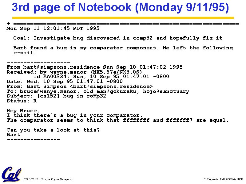 3 rd page of Notebook (Monday 9/11/95) + ================================== Mon Sep 11 12: 01: