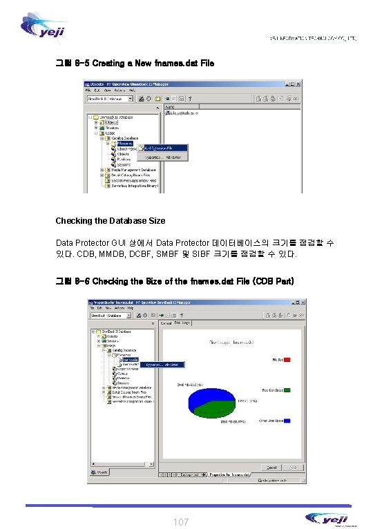 그림 8 -5 Creating a New fnames. dat File Checking the Database Size Data