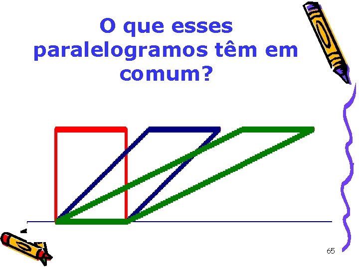 O que esses paralelogramos têm em comum? 65 O que esses paralelogramos têm em comum? 65