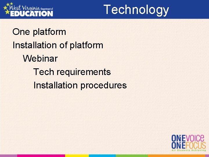 Technology One platform Installation of platform Webinar Tech requirements Installation procedures 