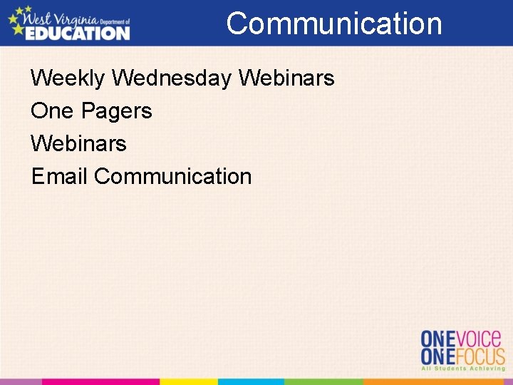 Communication Weekly Wednesday Webinars One Pagers Webinars Email Communication 