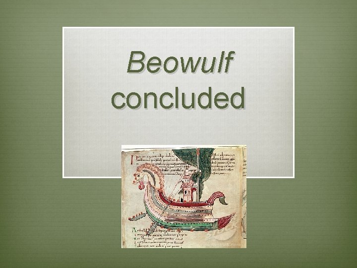 Beowulf concluded 