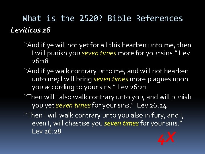 What is the 2520? Bible References Leviticus 26 “And if ye will not yet