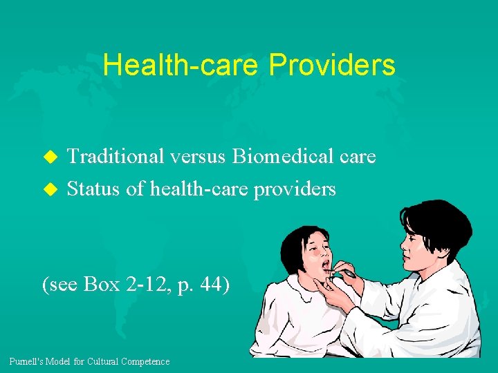 Health-care Providers u u Traditional versus Biomedical care Status of health-care providers (see Box