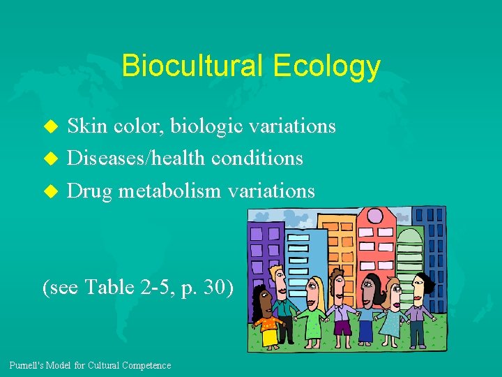 Biocultural Ecology u u u Skin color, biologic variations Diseases/health conditions Drug metabolism variations