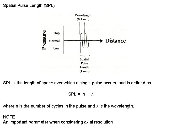 Spatial Pulse Length (SPL) SPL is the length of space over which a single