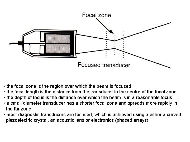  • the focal zone is the region over which the beam is focused