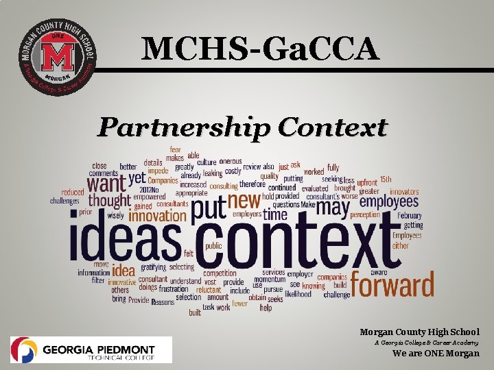 MCHS-Ga. CCA Partnership Context Morgan County High School A Georgia College & Career Academy