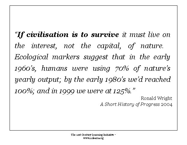 “If civilisation is to survive it must live on the interest, not the capital, “If civilisation is to survive it must live on the interest, not the capital,