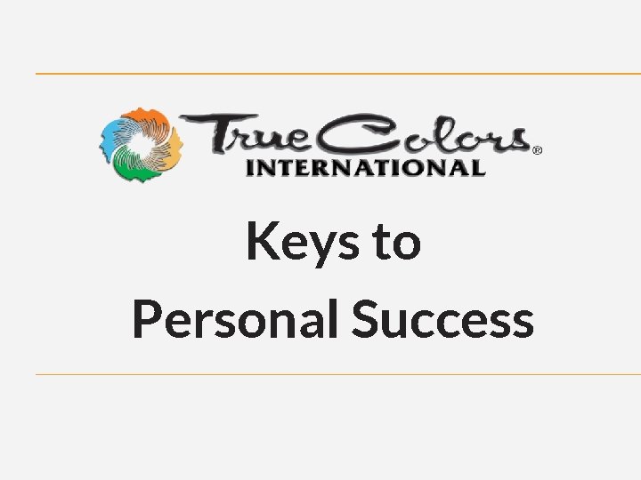 Keys to Personal Success 