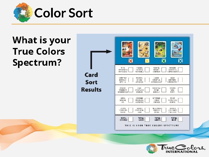 Color Sort What is your True Colors Spectrum? 4 is most like you 