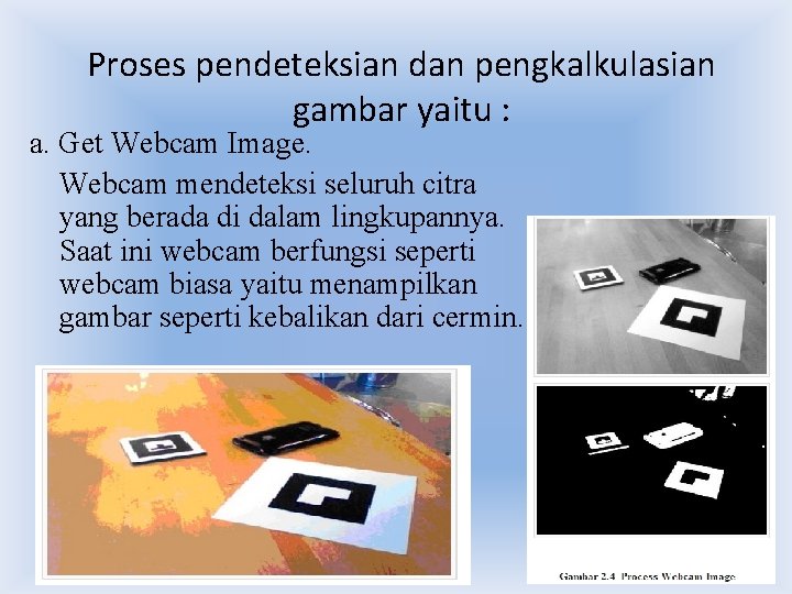 Proses pendeteksian dan pengkalkulasian gambar yaitu : a. Get Webcam Image. Webcam mendeteksi seluruh