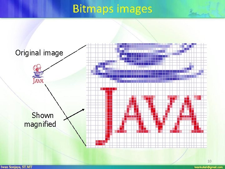 Bitmaps images Original image Shown magnified 10 