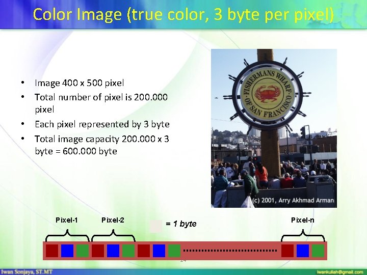 Color Image (true color, 3 byte per pixel) • Image 400 x 500 pixel