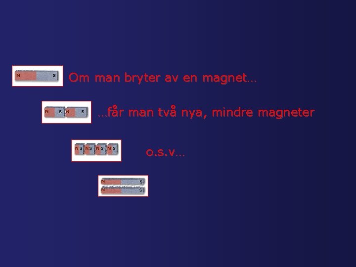 Om man bryter av en magnet… …får man två nya, mindre magneter o. s.